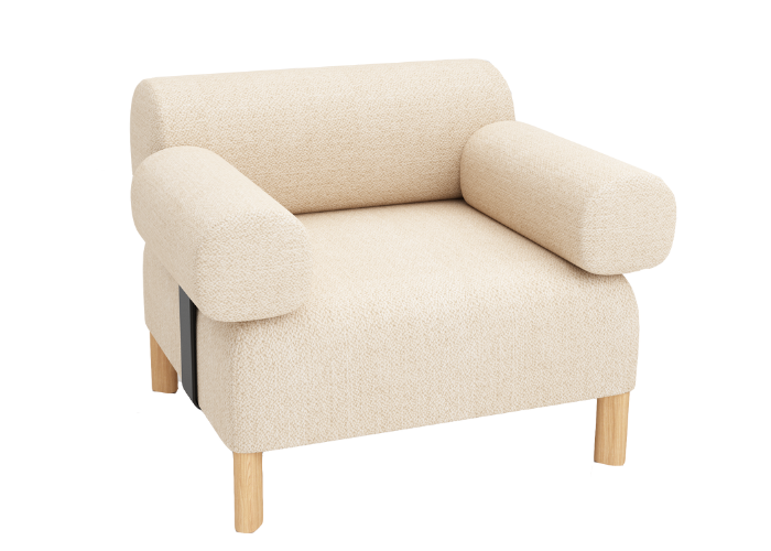 Pebble Single Seat Lounge + 2 Armrest - Bone